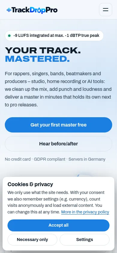 Mobile view of trackdroppro.com